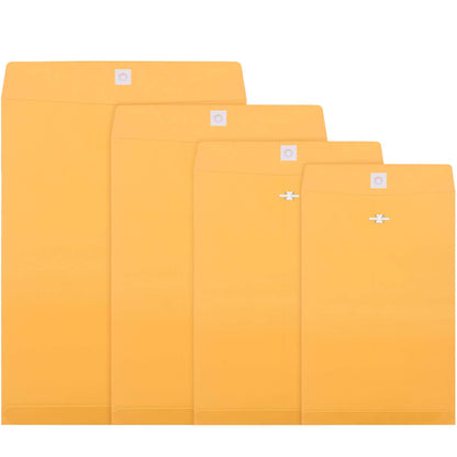 Frienda 4 Sizes Clasp Envelopes Kraft Paper Catalog Clasp Envelope with Closure for Filing, Storing or Mailing Documents, 50 Pieces(6 x 9 In, 9 x 12 In, 10 x 13 In, 12 x 15.5 In,Yellow)