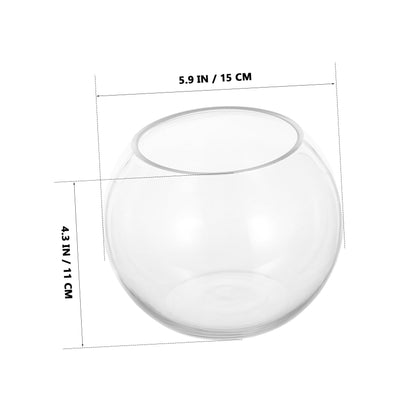 jojofuny Small Round Glass Bubble Vase 15cm Hydroponic Plant Container Succulent Terrarium Flower Pot for Home Office Decoration