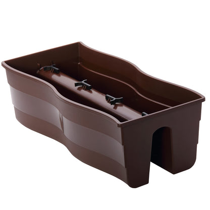 Ridge Rail Long Rectangular Flower Pot, Indoor/Outdoor Hanging Rail Planter Lightweight & Weatherproof Flower Box - Balcony Planters for Railing and Fence Patio, Deck 2 Pack (Brown)