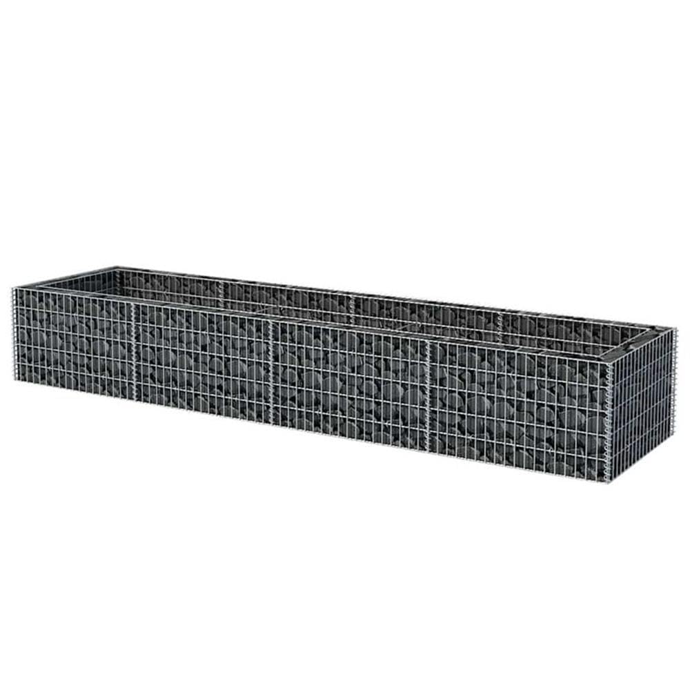 BOWERY HILL Gabion Raised Bed, Large Rectangular Galvanized Steel, Silver Finish, 141.7 x 141.7 x 19.7 in, 1400 kg Capacity, Industrial Outdoor Garden Planter for Flowers and Borders