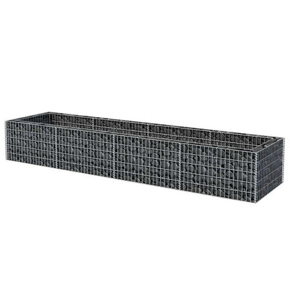 BOWERY HILL Gabion Raised Bed, Large Rectangular Galvanized Steel, Silver Finish, 141.7 x 141.7 x 19.7 in, 1400 kg Capacity, Industrial Outdoor Garden Planter for Flowers and Borders
