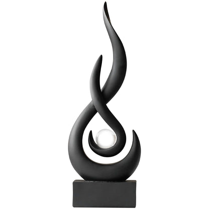 XYQXYQ Modern Abstract Art Table Decoration,Resin Flame Statue Modern Centerpiece Ornaments for Living Room Great Gift Idea Home Decor,Collectibles (Black)
