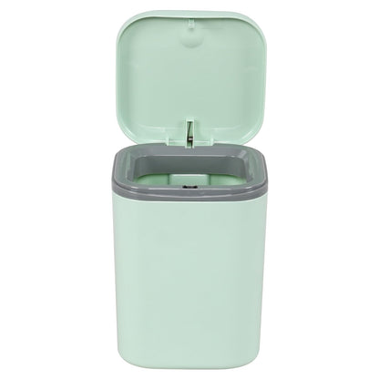 Feicanhao Mini Desk Trash Can with Lid, 0.5 Gallon/2 L Press-Top Tiny Countertop Waste Basket, Green