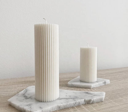 2 Pack Ribbed Pillar Soy Wax Scented Candle for Home Decoration Birthday Wedding Christmas (Ribbed Pillar Candle White)