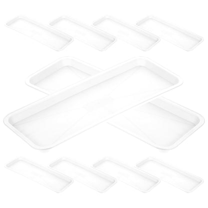 FAVOMOTO 10 Pack Plastic Rectangular Plant Drip Trays, Indoors Heavy Duty Sturdy Plant Saucer for Flower Pot Planter Windowsill Pot Seed Starting Growing Trays