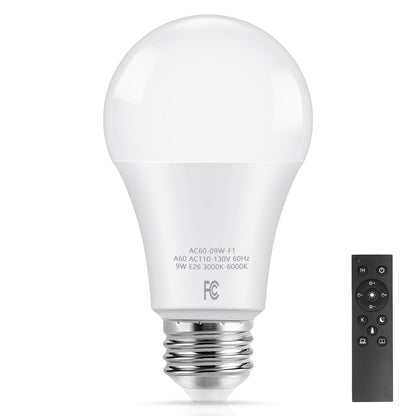 TOBUSA A19 LED Light Bulbs with Remote, 9W LED Bulbs 60W Equivalent, 3000K-6000K Dimmable Bulbs with E26 Base, 900 Lumens Light Bulbs with Timing, Memory Function, Ideal Lighting for Home, 2 Packs