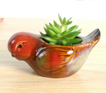 zmgmsmh Animal Shaped Planter Flower Pot Bird Shape Small Succulent pots with Drainage Ceramic Animal Planter, Indoor Plant Container Planter with Drainage Hole Home Office Desk Garden (Bird)
