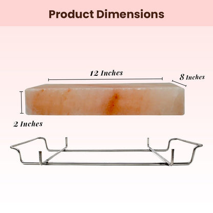 POHS 2 INCHES THICK Himalayan Salt Block For Grilling, Searing, Cooking, BBQ, Himalayan Salt Slab with Premium Quality Stainless Steel Holder 12x8x2 Inches