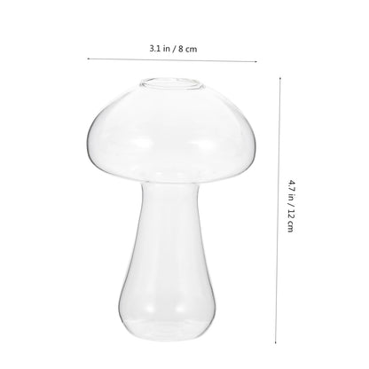 DECORNIJIA Mushroom Shaped Small Glass Vase 12x8cm, Hydroponic Terrarium Planter for Plants and Betta Fish, Glass Floral Decoration for Living Room and Home Décor