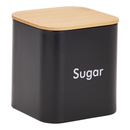 Juvale Coffee Tea Sugar Container Set - Black Iron Square, 3 Pack, 48 oz Each - Coffee Bean Storage & Sugar Storage - Countertop Kitchen Canisters with Tight Seal Lids