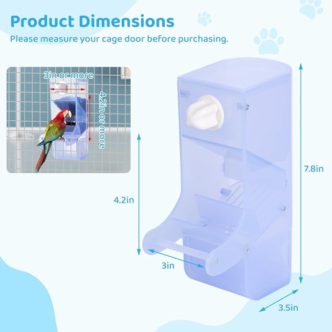 Automatic Bird Feeder with Perch, No-Mess Cage Seed Dispenser