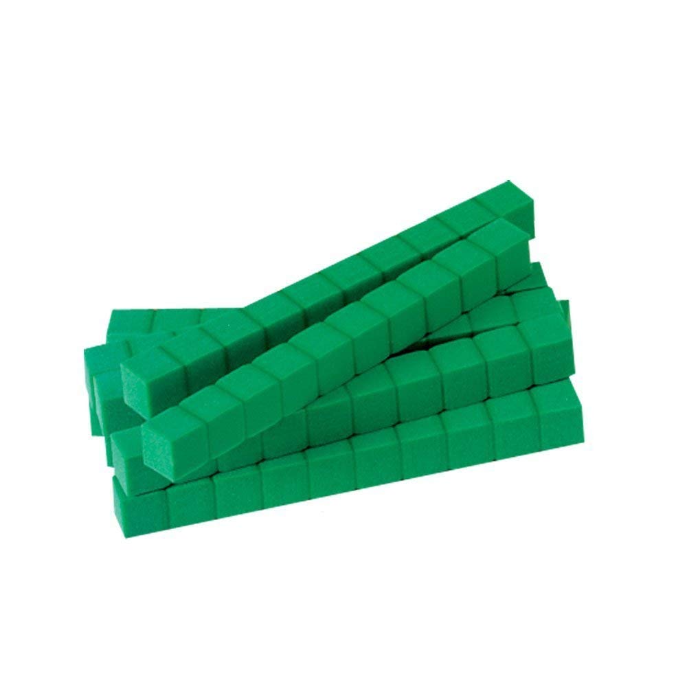 hand2mind Green Foam Base Ten Blocks, Rods Set, Place Value Blocks, Counting Cubes for Kids Math, Base 10 Math Manipulatives for Kids, Kindergarten Homeschool Supplies (Set of 50)