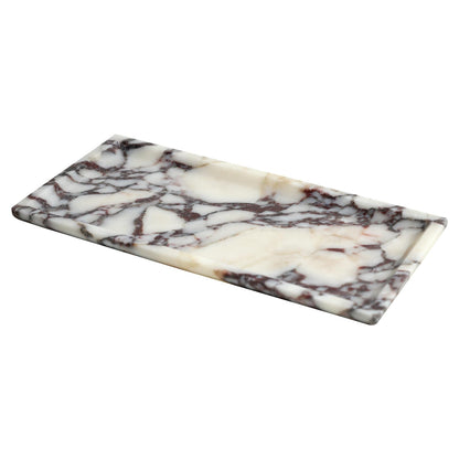 DUANYAN Natural Marble Tray, Coffee Table, Food, Fruit, Paper Cup, Cake Display, Coffee bar, Family Gatherings, Seasonal Holiday Decoration Tray(Viola-rectangle-11 x5 x0.7)