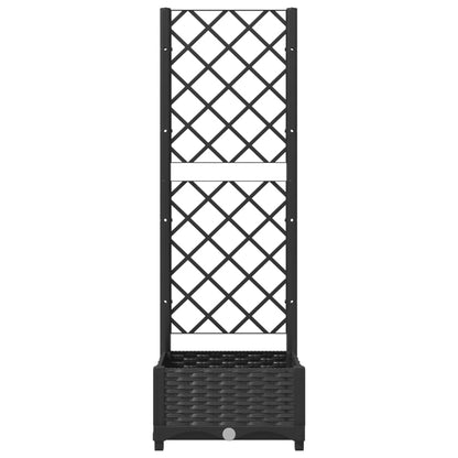 Kalmrek Garden Planter Black Polypropylene with Trellis 15.7 x 15.7 x 47.8 in Square Container for Outdoor Balcony Patio Raised Flower Display