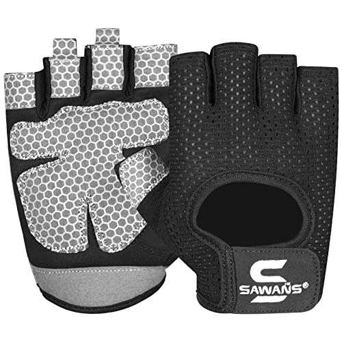 Workout Gloves for Men and Women Weight Lifting Gloves Gym Fitness Exercise Cycling Pull ups Microfiber Lightweight Breathable Non-Slip Silicone Padded Palm Grip Protection (Black, Small)