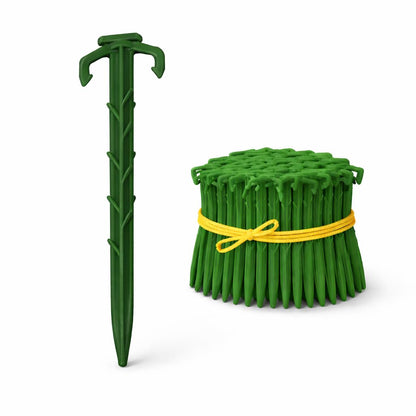 Made in U.S.A. Heavy Duty 6 inch Garden Stakes - Stronger Holding Power vs Metal Landscape Stakes Biodegradable Over Time (No More Rusting Metal) (6 inch, 12, Stakes)