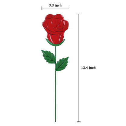 YEAHOME Valentines Day Decorations Outdoor, Set of 6 Rose Metal Flowers Decorative Garden Stakes for Valentines Day Decor, Lovely Yard Stakes for Home Lawn Pot Flowerbed Wedding Anniversary