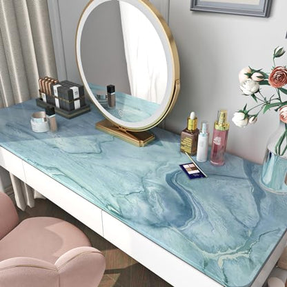 FunStick Thick Blue Liquid Marble Contact Paper for Countertops Waterproof Blue Marble Wallpaper Peel and Stick Countertops for Kitchen Bathroom Removable Marble Wall Paper for Cabinets Desk 15.8"x80"