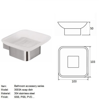QT Modern Bathroom Soap Dish - Extremely Stylish Made from 304 Brushed Stainless Steel - Water and Rust Proof, Wall Mounted, Easy to Install