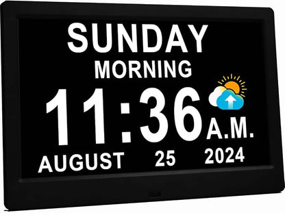 11.5 Inch Extra Large Digital Clock with 27 Alarms, Loud Talking Time, 20 Custom Reminders, Auto DST, 10-Level Auto Dimmer, Day Date Calendar Clock for Seniors Dementia Alzheimers', with Remote
