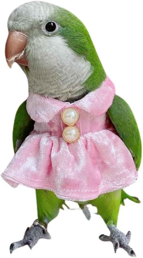 Bird Costume Bird Diaper Flight Suit Parrot Velvet Fleece Skirt Clothes Cosplay Photo Prop for Conure Lovebird Parakeet Cockatiel Macaw Small Animals Apparel (Pink,X-Large)
