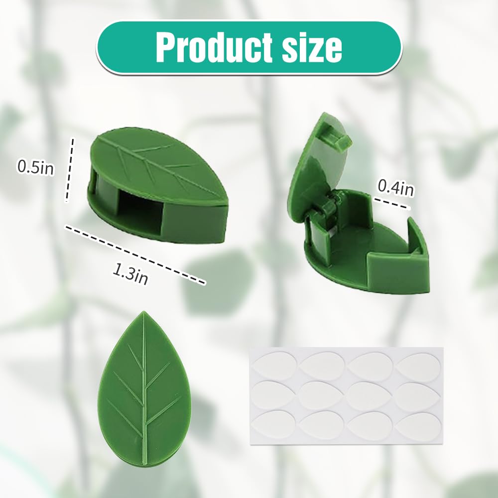 Plant Climbing Wall Fixture Clips, 60/100/150pcs Plant Vine Support Clips for Climbing Plants Vines, Removable Leaf Shaped Retainer Plants Training Wall Clip with Sticker for Indoor Decoration (60)