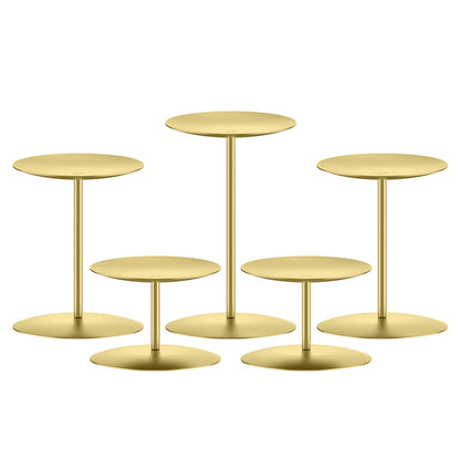 smtyle Gold Candle Holder for Pillar Candles Set of 5 Plate Centerpiece for Table or Floor with Iron