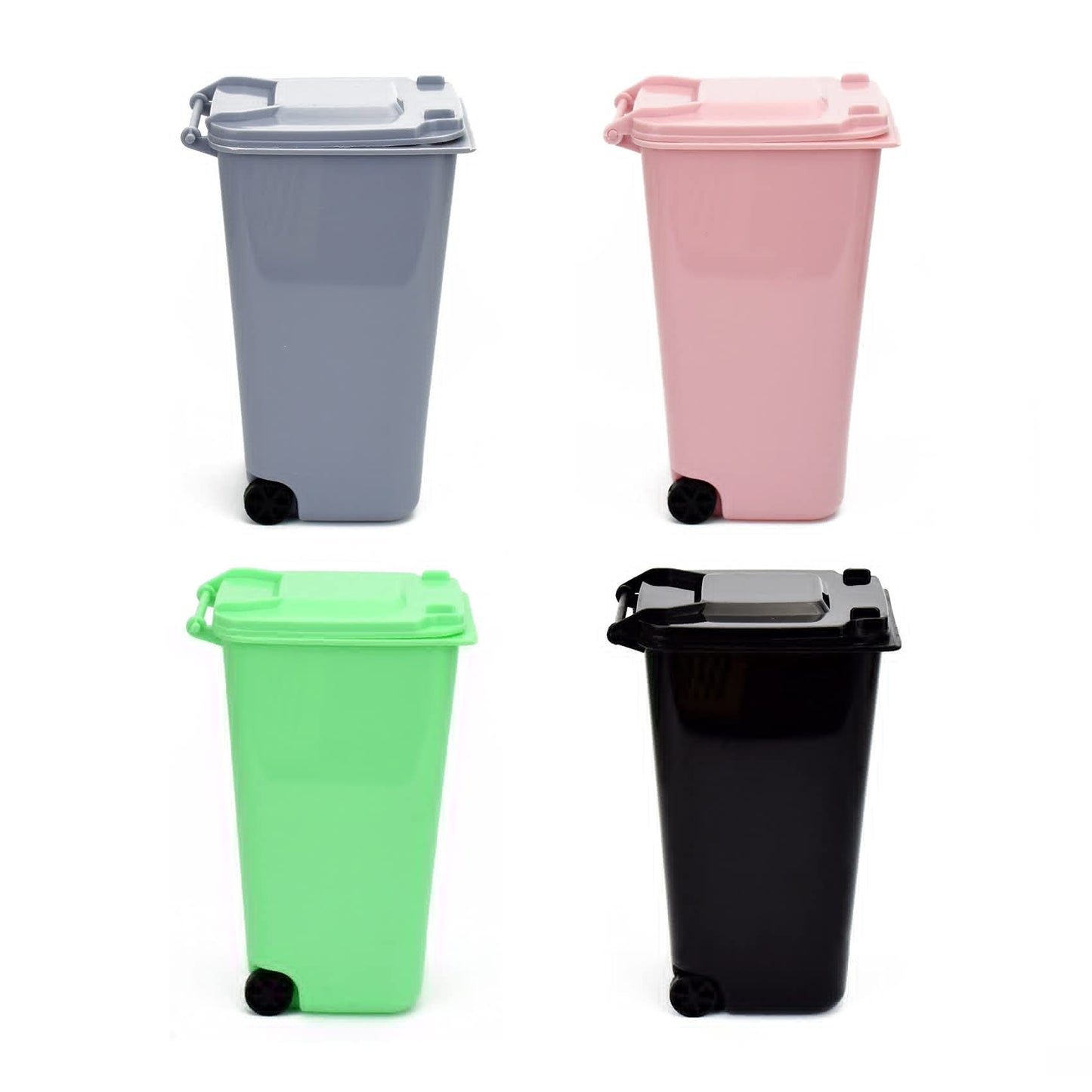 Mugtel Mini Trash Can with Lid Swing Top Small Trash Can Pen Holder for Car Bedroom Office Desktop 22 Fl Oz (4 Pcs Multi-Color)