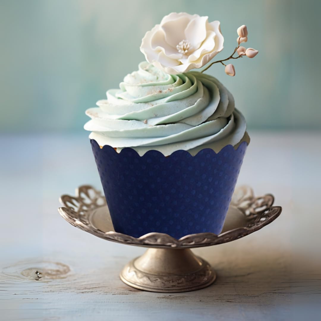 Dress My Cupcake Navy Blue Cupcake Liners 50-Pack Graduation Standard Size Blue Cupcake Wrappers, Weddings, Baby Showers, and Birthday Parties, Elegant Dark Navy Paper Muffin Cups