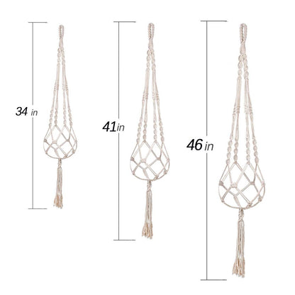 MIPON 3 Pack Macrame Plant Hangers with Hooks - 3 Sizes (34"/41"/46") Handmade Cotton Indoor/Outdoor Hanging Planter Holders,Boho Home Decor for Patio Balcony Living Room, Fits 5-10 Inch Pots