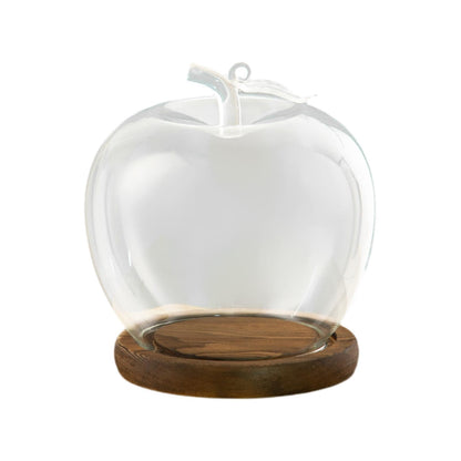 Clear Glass Dome Jar with Wooden Base Decorative DIY Flower Craft Tabletop Display Dia 3.5inch for Home Decor Valentine's Day, Coffee