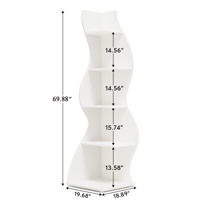 Tribesigns Corner Shelf, Modern 5-Tier Wall Corner Bookshelf, Stylish Corner Small Bookcase Storage Rack Plant Stand with Unique Shape for Living Room, Home Office (White, 1PC)