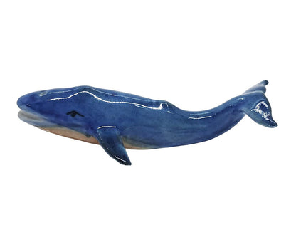 WitnyStore Tiny 2¼" Blue Whale Tail Up Figurine - Miniature Hand Made Ceramic Dolphins Porpoises Whales Marine Mammal Aquatic Sea Animals Fish Porcelain Decorative Collectible Figurines Décor Gifts