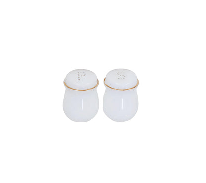 Barski Glass Salt & Pepper Shaker – Set of 2 Shakers, White with Gold Rim, 2.3" Height – Elegant Shakers for Dining Table, Kitchen, Parties, Cooking, Entertaining, and Special Occasions