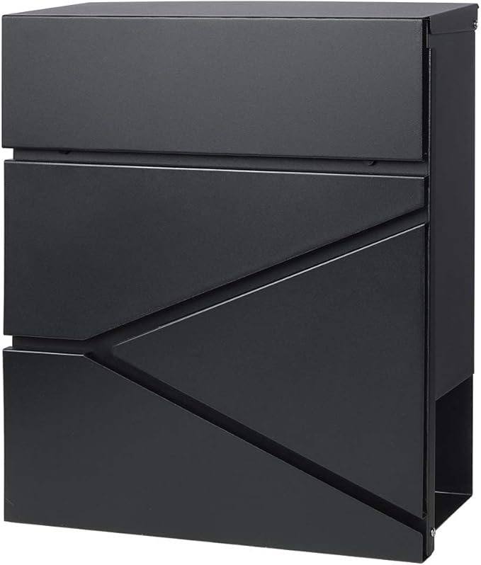 Lockable Mailboxes with Keys,Outdoor Wall Mounted Mail Box with Large Capacity,14 3/10" x 4 1/10" x 13",Black
