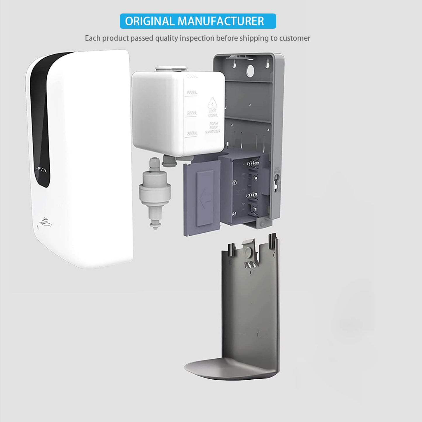 AETTL Soap Dispenser,Touchless Automatic Foaming Hand Sanitizer Dispenser Wall Mount, 40oz Motion Sensor Foam Liquid Refill Bottle Sanitizer Dispensing for Bathroom Kitchen Home