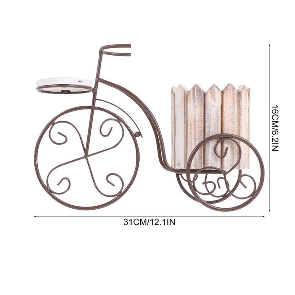 GHJUMKFDF Plant standWrought Iron Plant Stand Rustic Style Bike Flower Pot Cart Holder Flower Basket