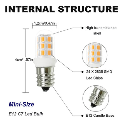 XRZT Salt Lamp Bulbs E12 Led 15W Candelabra C7 Replacement for Chandelier Lights, Night Light Bulbs, Warm White 3000K 5-Pack