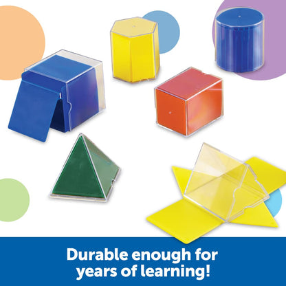 Learning Resources Folding Geometric Shapes Set - Classroom Must Haves, Teacher Supplies, Geometry Game, Pattern Blocks, Homeschool, 3d School Figures for Teaching, Math Manipulatives Essentials