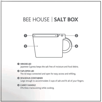 ZERO JAPAN Bee House Premium Salt Box with Hinoki Lid - Container for Sea Salt and Spices - Elegant Cellar for Kitchen Countertop - Banana Yellow, 16 oz
