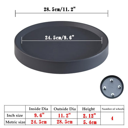 KangTeer 11.2 Inch Plant Caddy with Hidden Wheels,2-Pack Gray+Light Gray, Round Rolling Plant Stand, Mobile Tray for Medium-Sized Flower Pots, Protect Floor, Easy Move