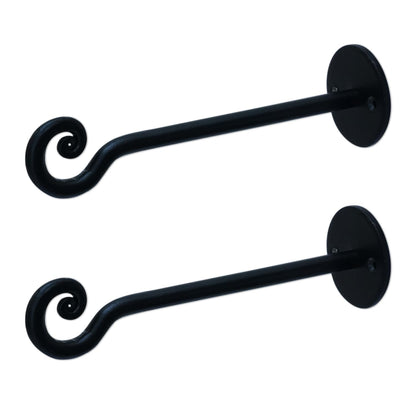 The Metal Magician 2Pc Plant Hangers Outdoor, Indoor, Wrought Iron Metal Hanger Indoor Hook, Heavy Duty Wall Bracket Hooks for Hanging Plants Baskets Lanterns Wind Chimes Black Helical Ended