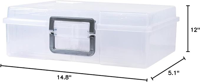 novelinks Transparent 4" x 6" Photo Organizers and Photo Storage Box with Handle, 16 Inner Photo Cases, Portable Picture Organizers & Photo Storage Containers (Clear-Silver Handle)
