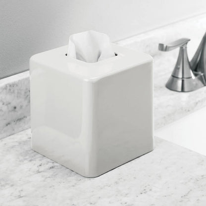 mDesign Metal Square Tissue Box Cover, Modern Facial Paper Holder, Accessories for Bathroom Vanity Countertop, Bedroom Dresser, Night Stand, Desk, Office, End Table, Unity Collection, Light Stone Gray