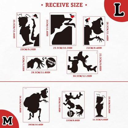 Christmas Window Cling Grinch Decorations Funny Stickers Christmas Movie Cute Xmas Decals Decor Vinyl Elk Wall Art
