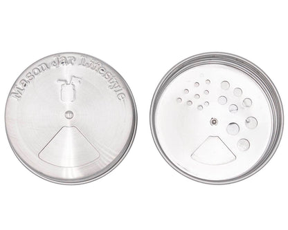 Mason Jar Lifestyle Adjustable Spice Shaker Lids for Regular Mouth Mason Jars – 4 Pack Stainless Steel Tops with Shaker and Pour Options – Seasoning Dispenser Lids