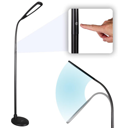 OttLite ClearSun Flex LED Floor Lamp, Touch Activated Controls, Adjustable Neck, Smart Memory Feature, Great for Book Light, Floor Lamps for Living Room, Reading Light, Standing Lamp