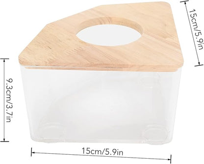 Focket Sand Bath for Hamsters, Transparent Design Hamster Sand Bath Container, Chinchilla Dust with Short Leg Stand Space Saving Right Angle for Dwarf Pets Small Animals