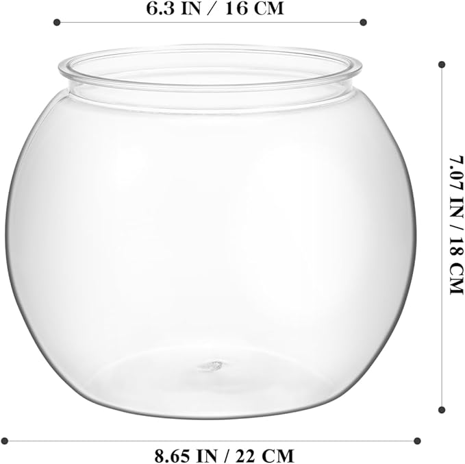 Totority Transparent Aquarium Tank 8.66 Inch Multi-Function Betta Fish Bowl Desktop Goldfish Tank Office Party Home Decor Durable Pet Material