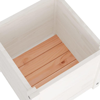 VGLQNRPT 2 Pack Wooden Planter Boxes 15.7 inch Square Flower Pots for Garden Patio Balcony White Pine Wood Vegetable Herb Container